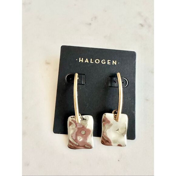 Halogen sleek style silver and gold to dangle earrings - Picture 1 of 3